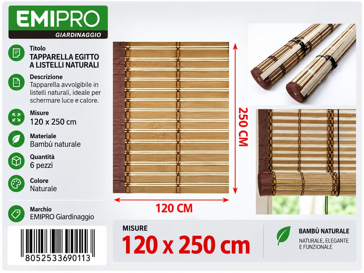 TAPPARELLA EGITTO LISTELLI NATURALE 120X250CM