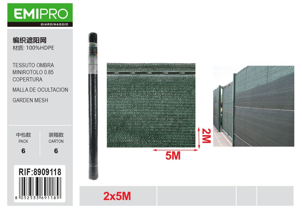 TESSUTO OMBRA MINIROTOLO 0.85 COPERTURA 2*5M