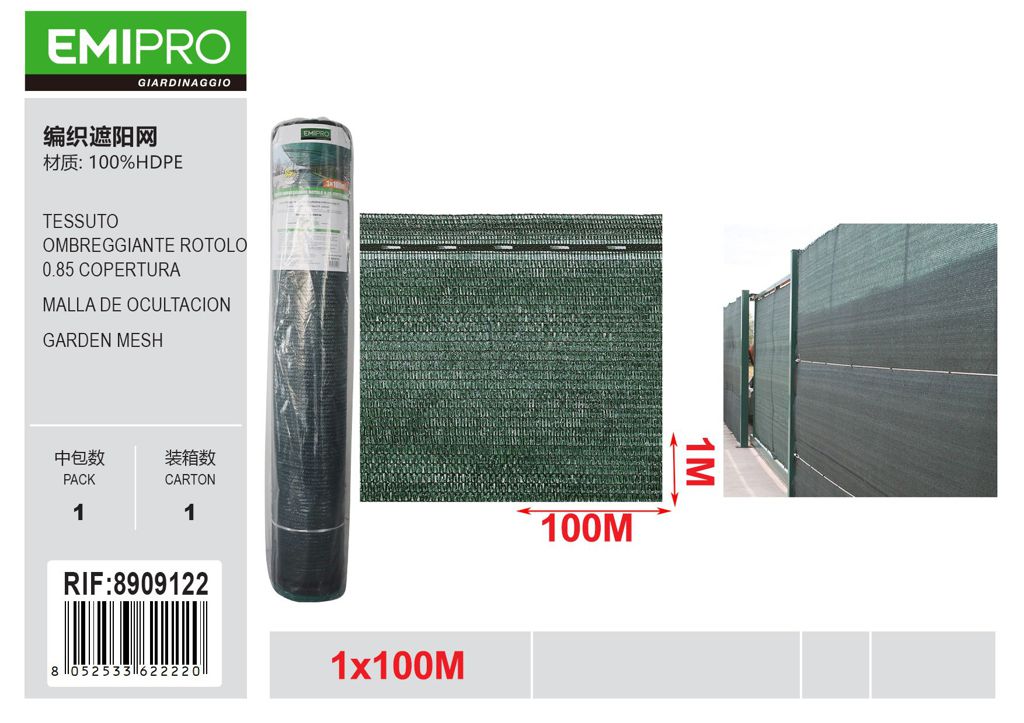 TESSUTO OMBREGGIANTE ROTOLO 0.85 COPERTURA 1*100M