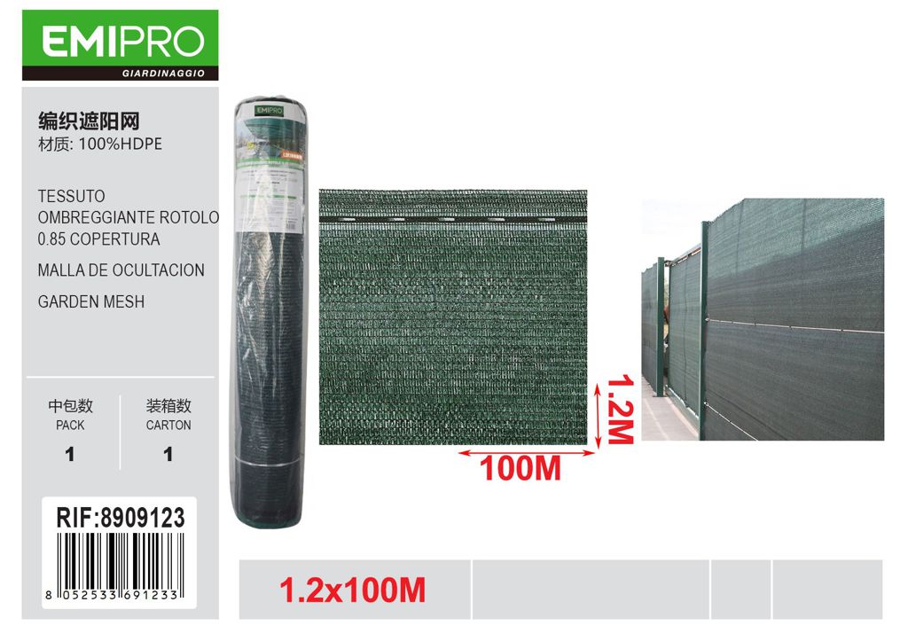 TESSUTO OMBREGGIANTE ROTOLO 0.85 COPERTURA 1.2*100M