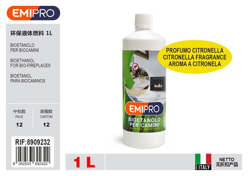 BIOETANOLO PER BIOCAMINI PROFUMO CITRONELLA 1L