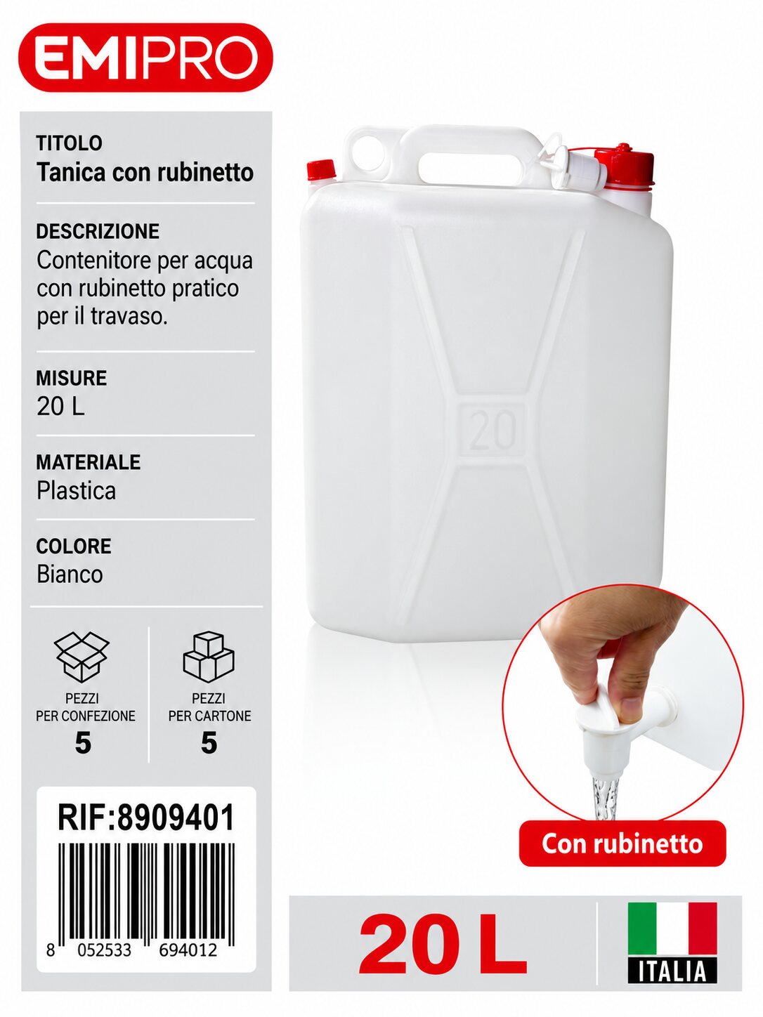 TANICA 20L CON RUBINETTO