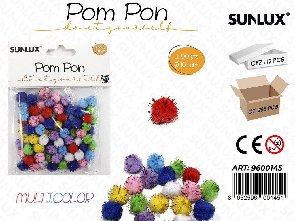 Sunlux Pompon Multicolor D.10MM 80PCS