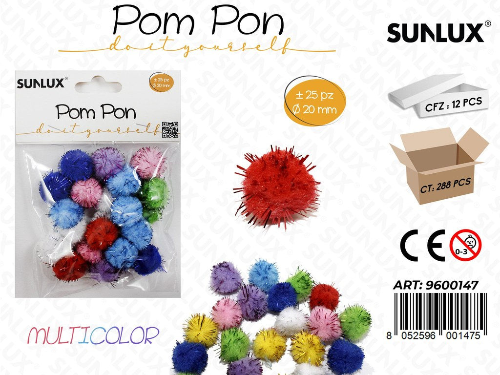 Sunlux Pompon Multicolor D.20MM 25PCS