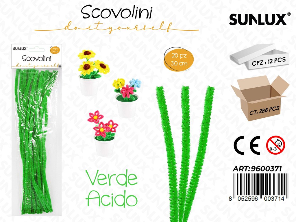 Sunlux Scovolini Diy Verde Acido 20PCS 30CM