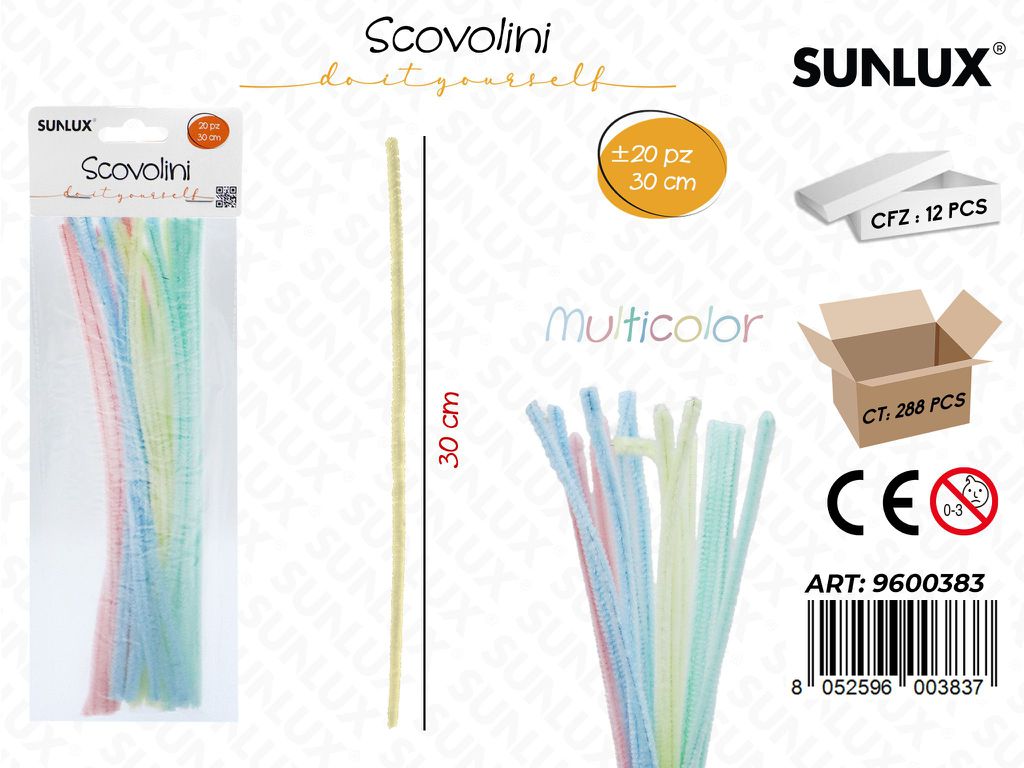 Sunlux Scovolini Pastel Multicolor 20PCS 30CM