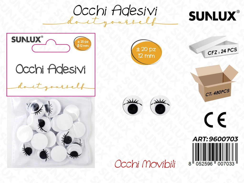 Sunlux Occhi Ciglia Col. Bia. Adv 20PCS 12MM