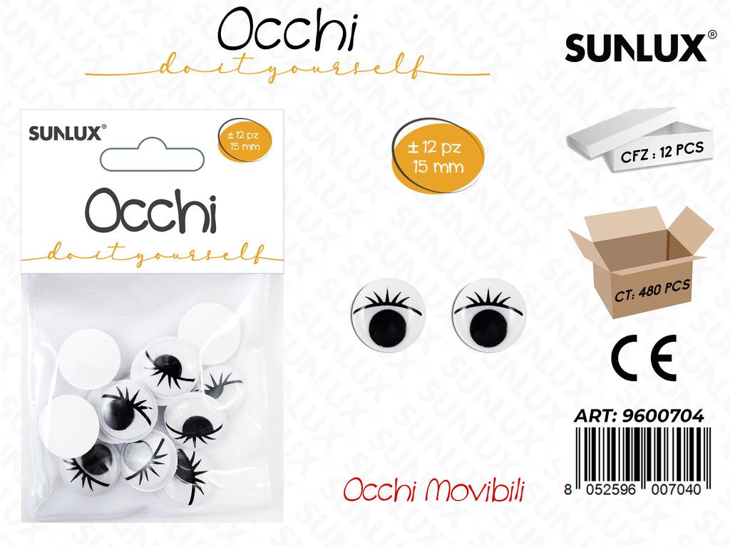 Sunlux Occhi Ciglia Col.bianco Adv 15MM 12PCS