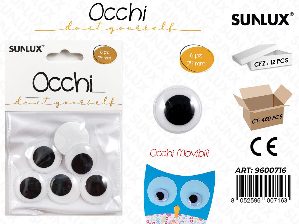 Sunlux Occhi Adv Neri 24MM 6PCS