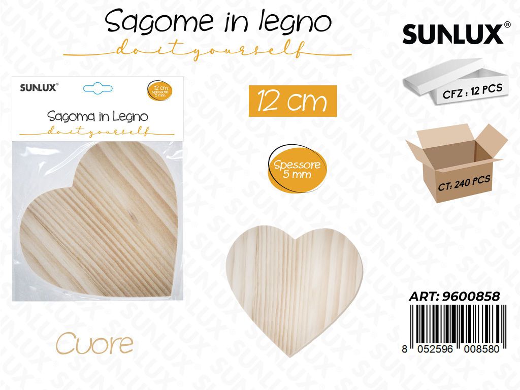 Sunlux Sagoma in Legno Cuore 12CM*5MM