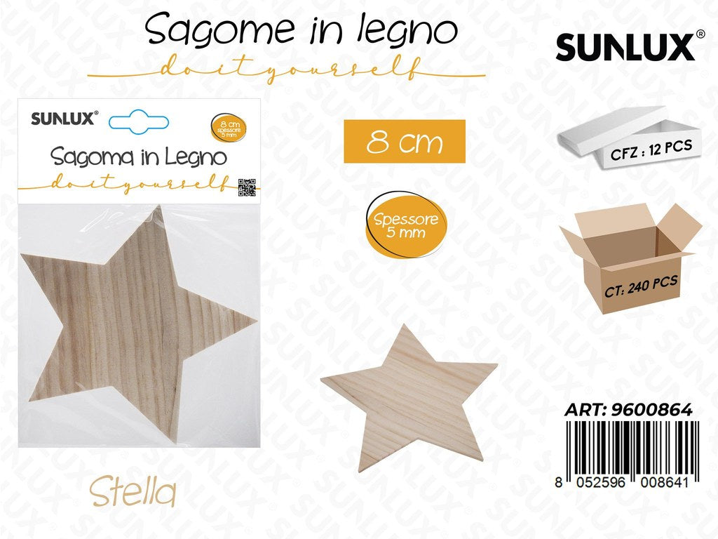 Sunlux Sagoma in Legno Stella 8CM*5MM