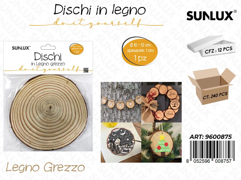 Sunlux Dischi in Legno Grezzo D.10-12*1CM