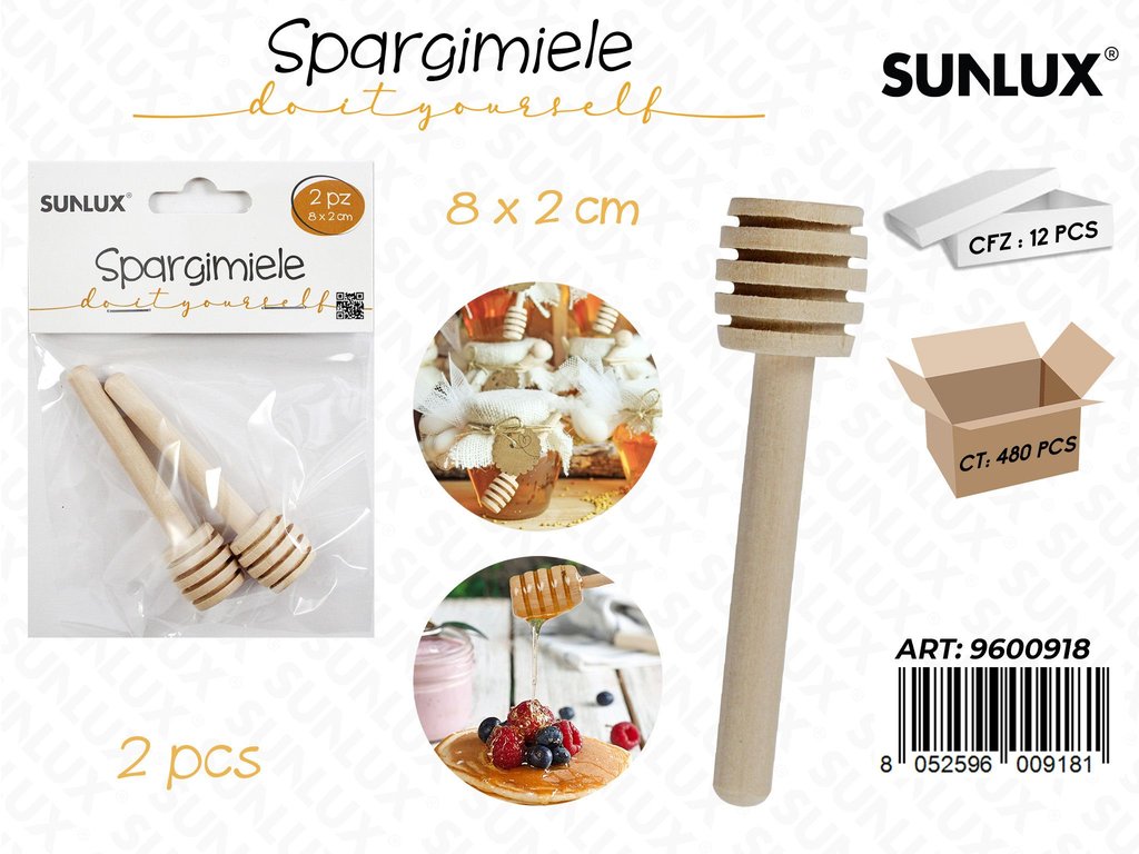 Sunlux Spargimiele in Legno 2PCS 8*2CM