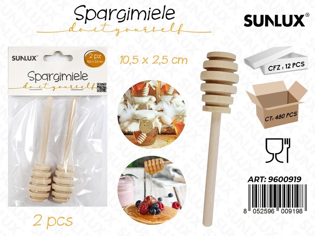 Sunlux Spargimiele in Legno 2PCS 10.5*2.5CM