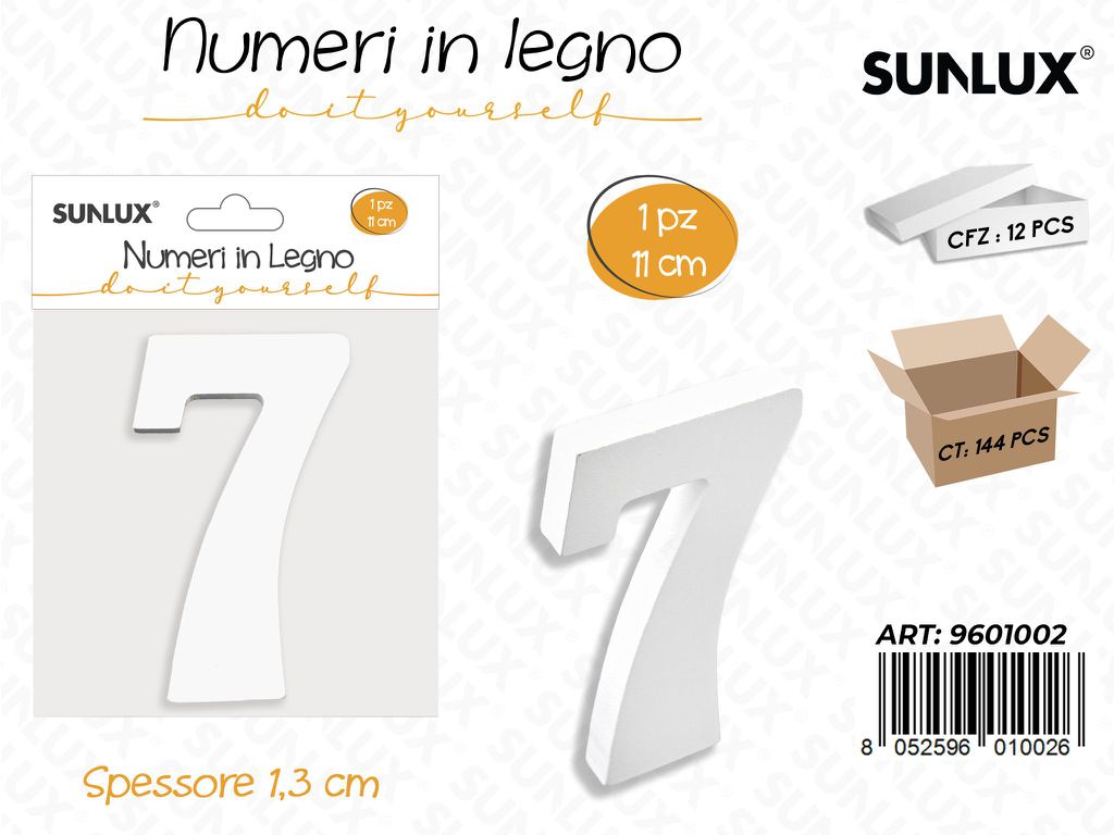 Sunlux Numero 7 in Legno 11CM