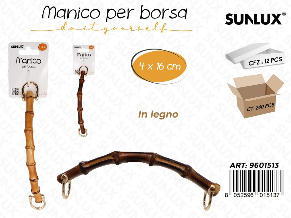 Sunlux Manico per Borsa in Legno 4*16CM