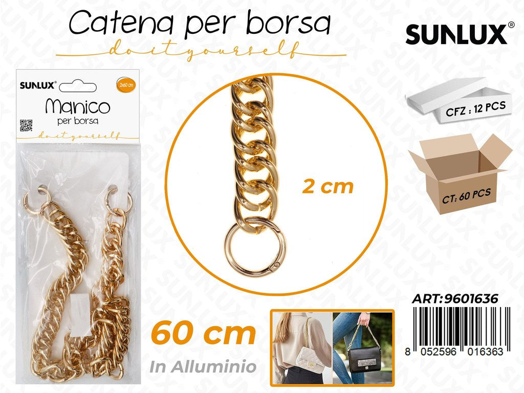 Sunlux Catena per Borsa Allum. Oro 2*60CM