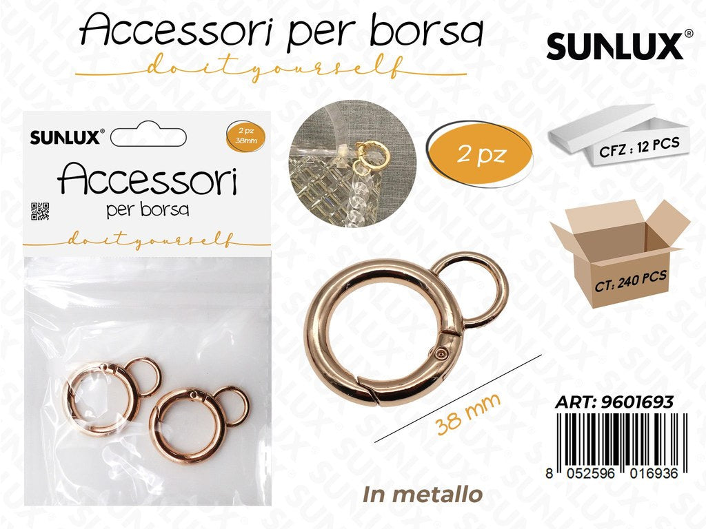 Sunlux Acc. per Borsa in Metallo Ororosa 2PCS D.38MM