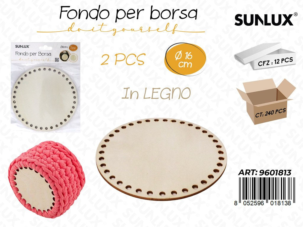 Sunlux Fondo per Borsa in Legno 2PCS D.16CM