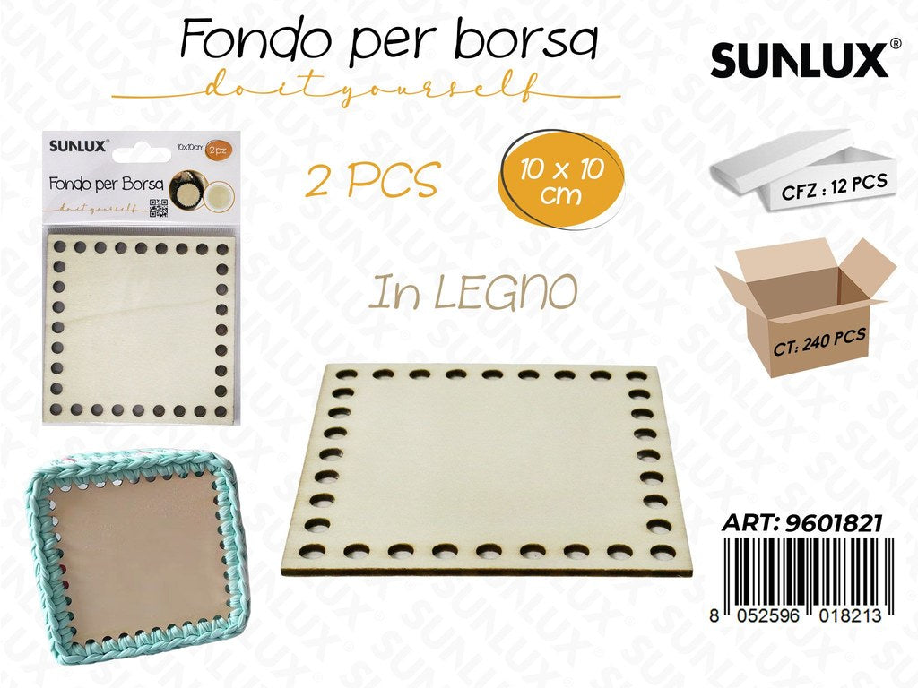 Sunlux Fondo per Borsa in Legno 2PCS 10*10CM