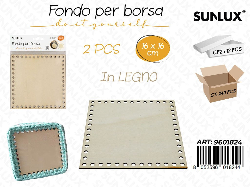 Sunlux Fondo per Borsa in Legno 2PCS 16*16CM