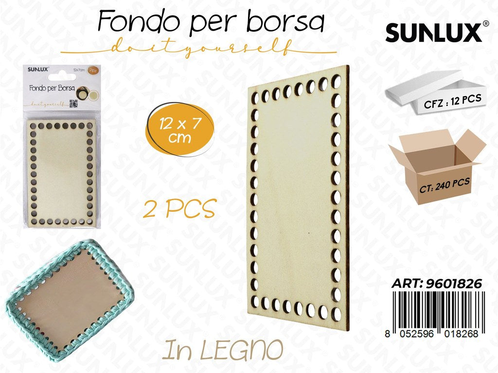 Sunlux Fondo per Borsa in Legno 2PCS 12*7CM