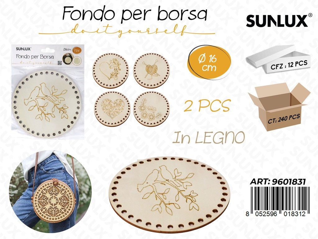 Sunlux Fondo per Borsa in Legno 2PCS D.16CM