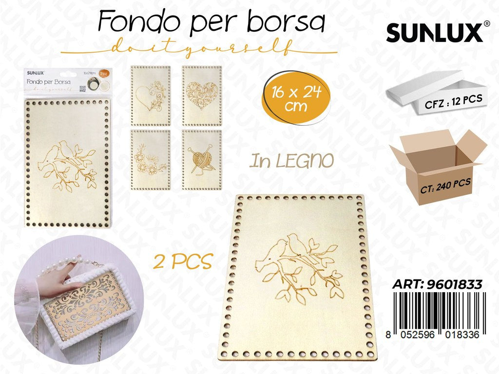 Sunlux Fondo per Borsa in Legno 2PCS Ass. 16*24CM