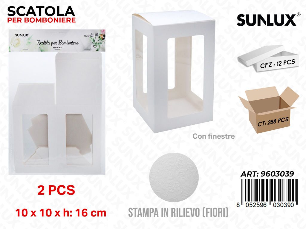 Sunlux Scatola Bomboniere 2PCS 10*10*16CM