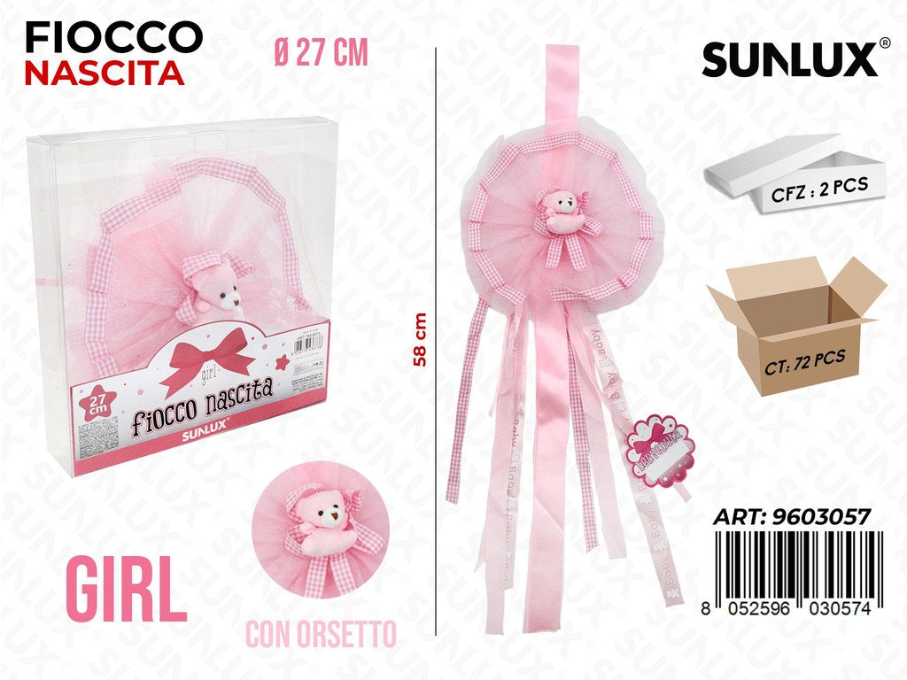 Sunlux Fiocco Nascita Girl c/ Orso D.27-58CM