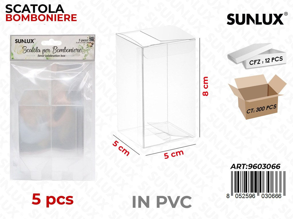 Sunlux Scatola Bomb. Pvc 5PCS 5*5*8CM