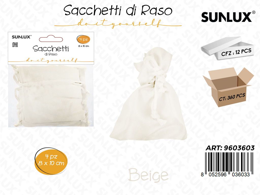 Sunlux Sacchetti di Raso Beige 8*10CM 4PCS