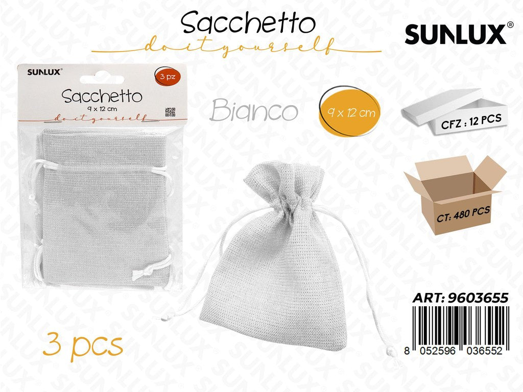 Sunlux Sacchetto Bomb. Bianco Lino 3PCS 9*12CM