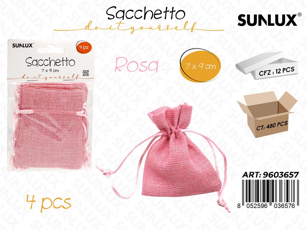 Sunlux Sacchetto Bomb. Rosa Lino 4PCS 7*9CM