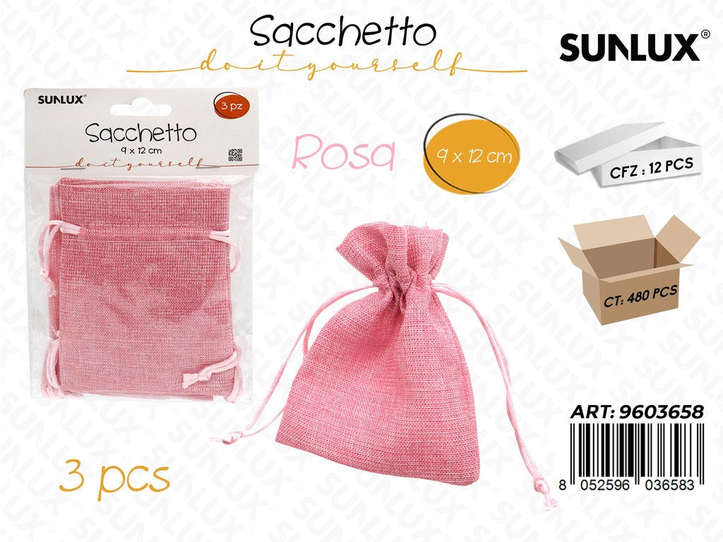 Sunlux Sacchetto Bomb. Rosa Lino 3PCS 9*12CM
