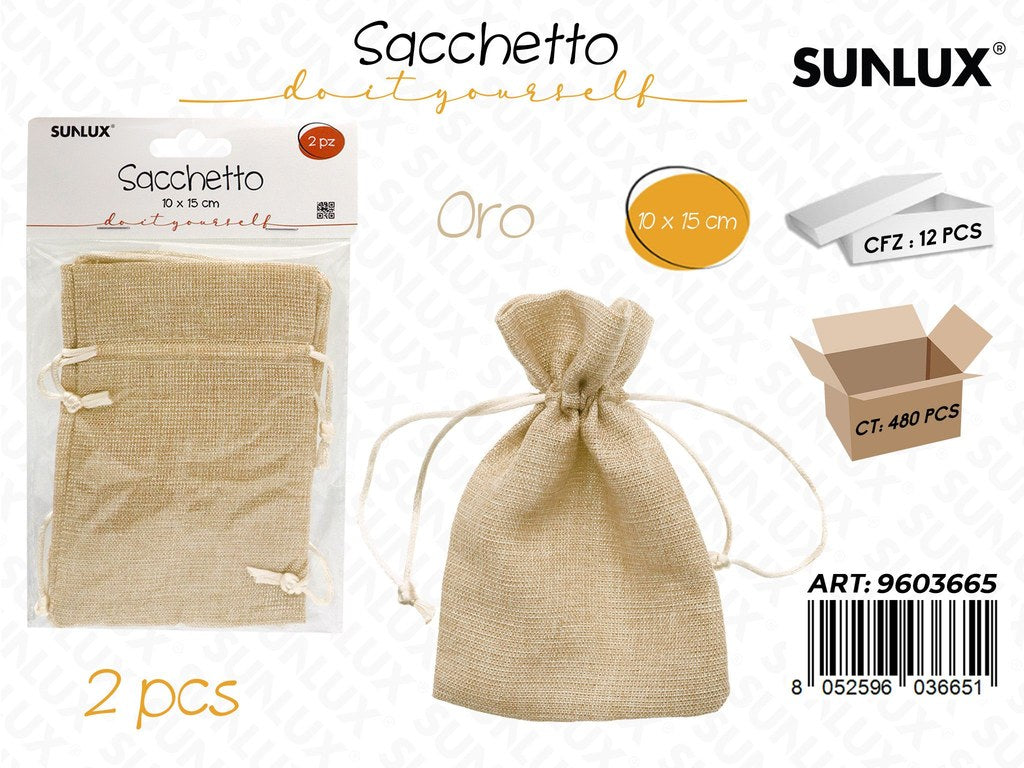 Sunlux Sacchetto Bomb. Oro Lino 2PCS 10*15CM