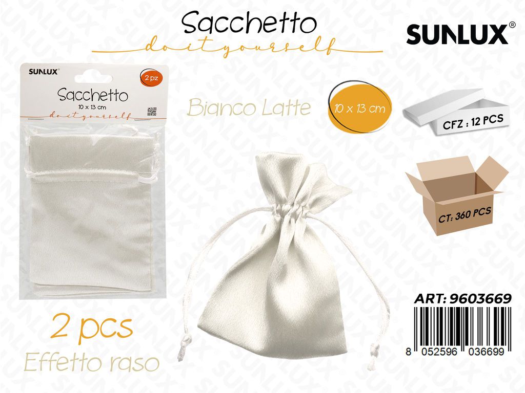 Sunlux Sacchetto Bomb. Bianco Latte Raso 2PCS 10*13CM