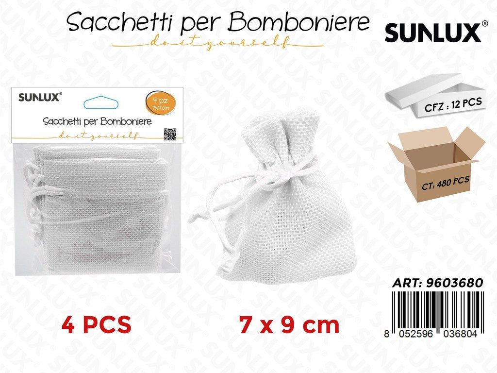 Sunlux Sacchetti Bomb. Bianco 4PCS 7*9CM