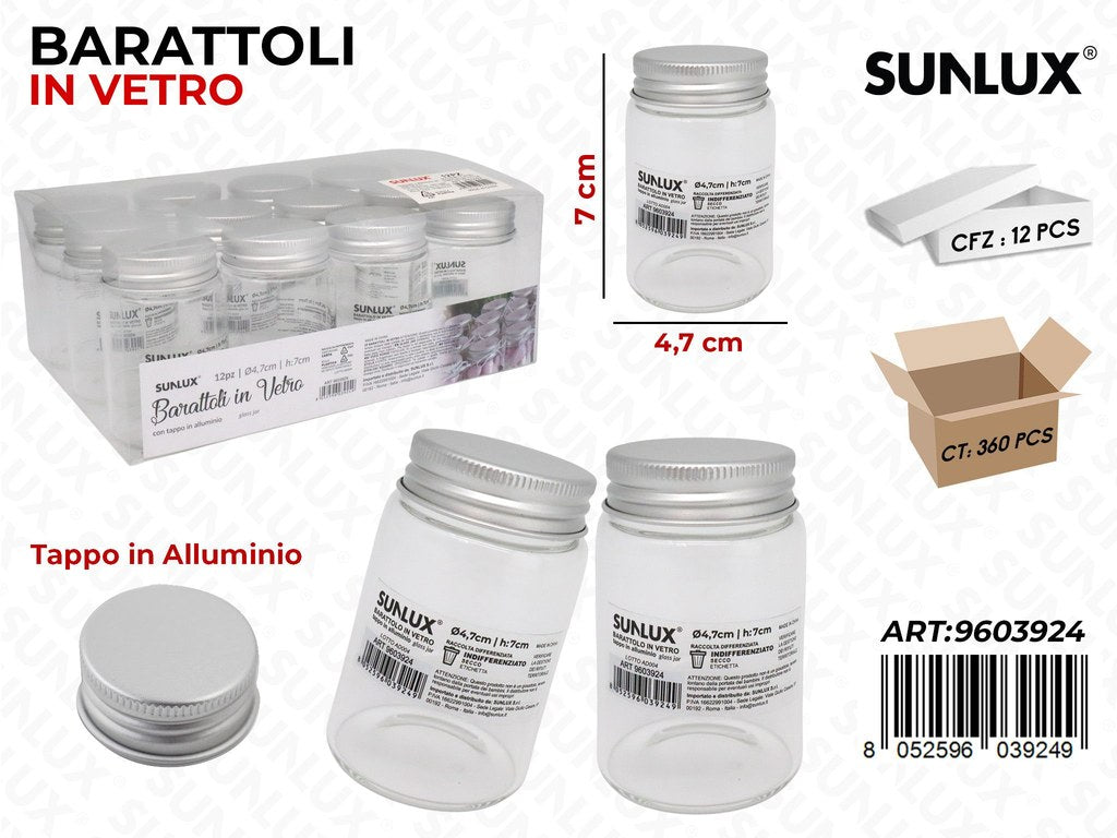 Sunlux Bottigliette Vetr. c/Tappo Allum. 4.7*7CM