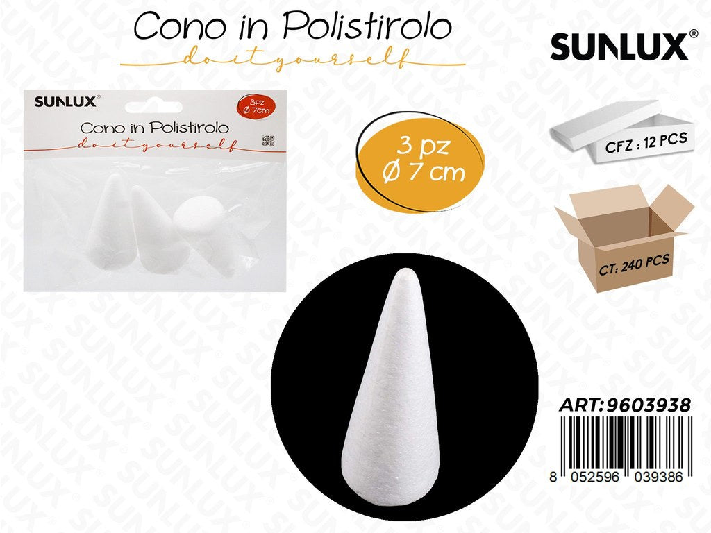 Sunlux Cono in Polistirolo 3PCS 7CM
