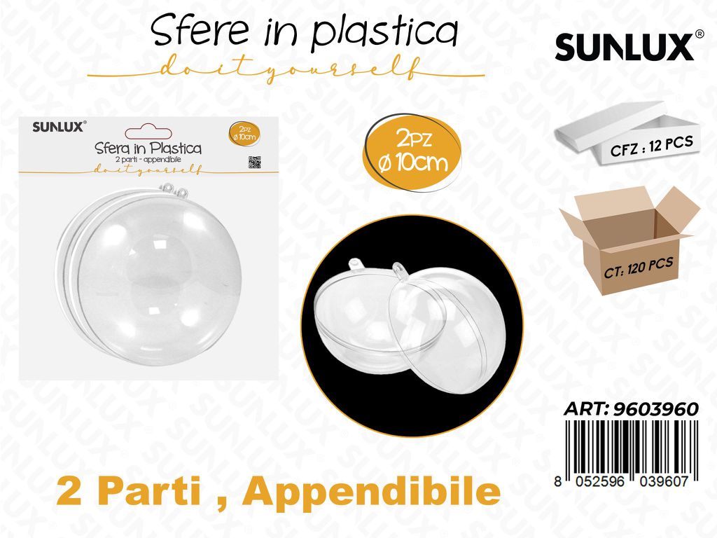 Sunlux Sfere in Plast. Append. 2PCS 10CM