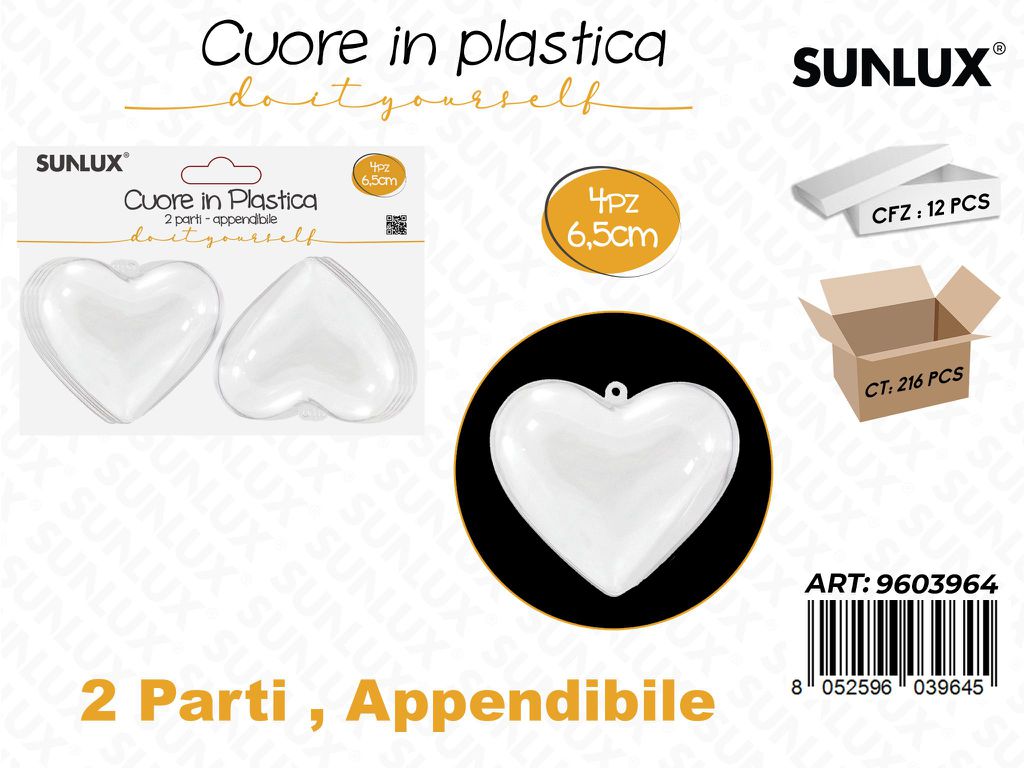Sunlux Cuore in Plast. Append. 4PCS 6.5CM