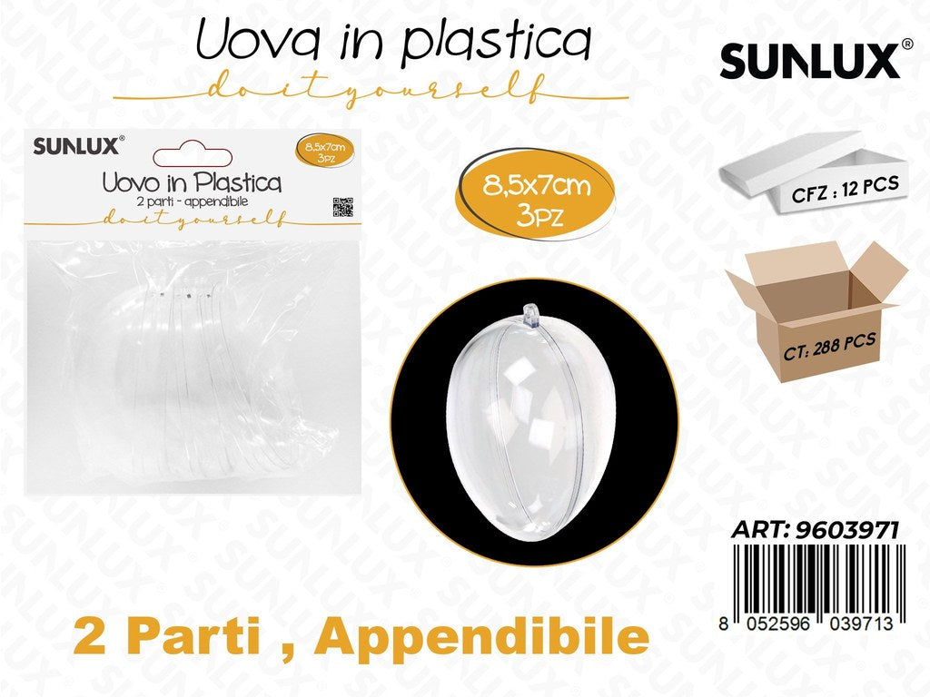 Sunlux Uovo in Plast. Append. 3PCS 8.5*7CM