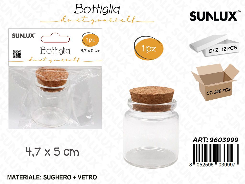 Sunlux Bottiglia in Vetro c/Tappo Sughero 4.4*5CM
