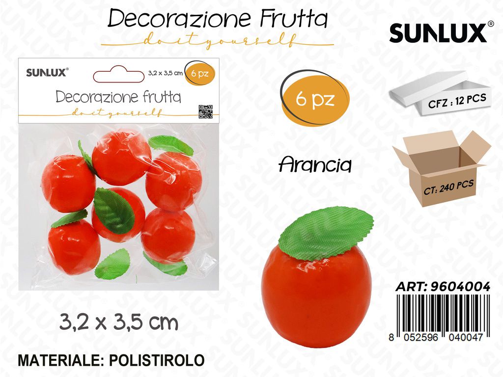 Sunlux Dec. Frutta Arancia 6PCS 3.2*3.5CM