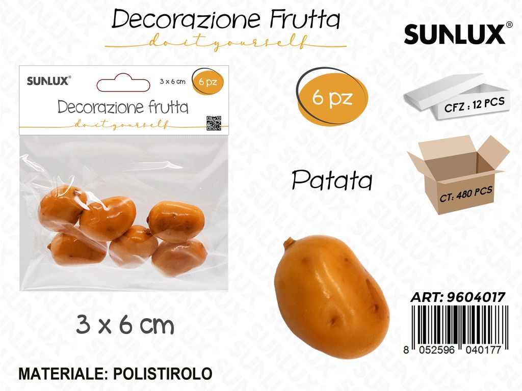 Sunlux Dec. Frutta Patata 6PCS 3*6CM