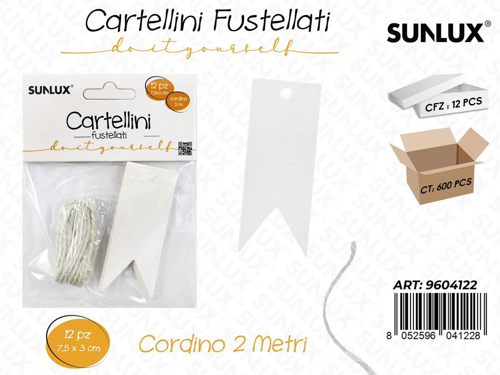 Sunlux Cartellini Fustellati Bia. 12PCS 7.5*3CM