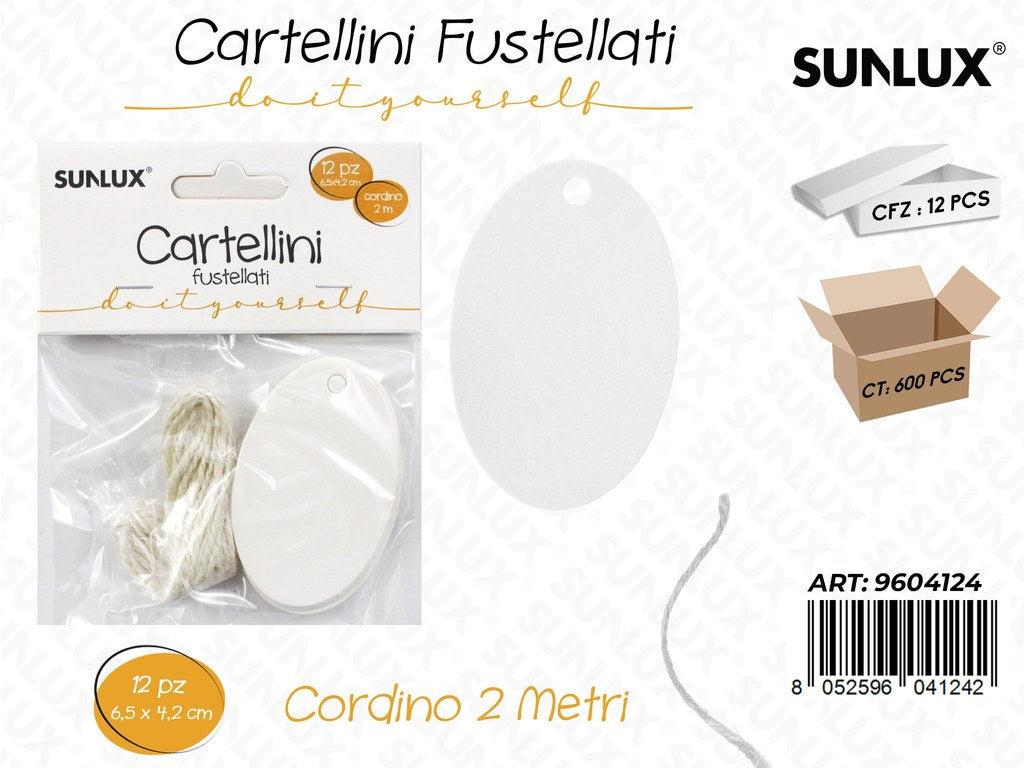 Sunlux Cartellini Fustellati Bia. 12PCS 6.5*4.2CM