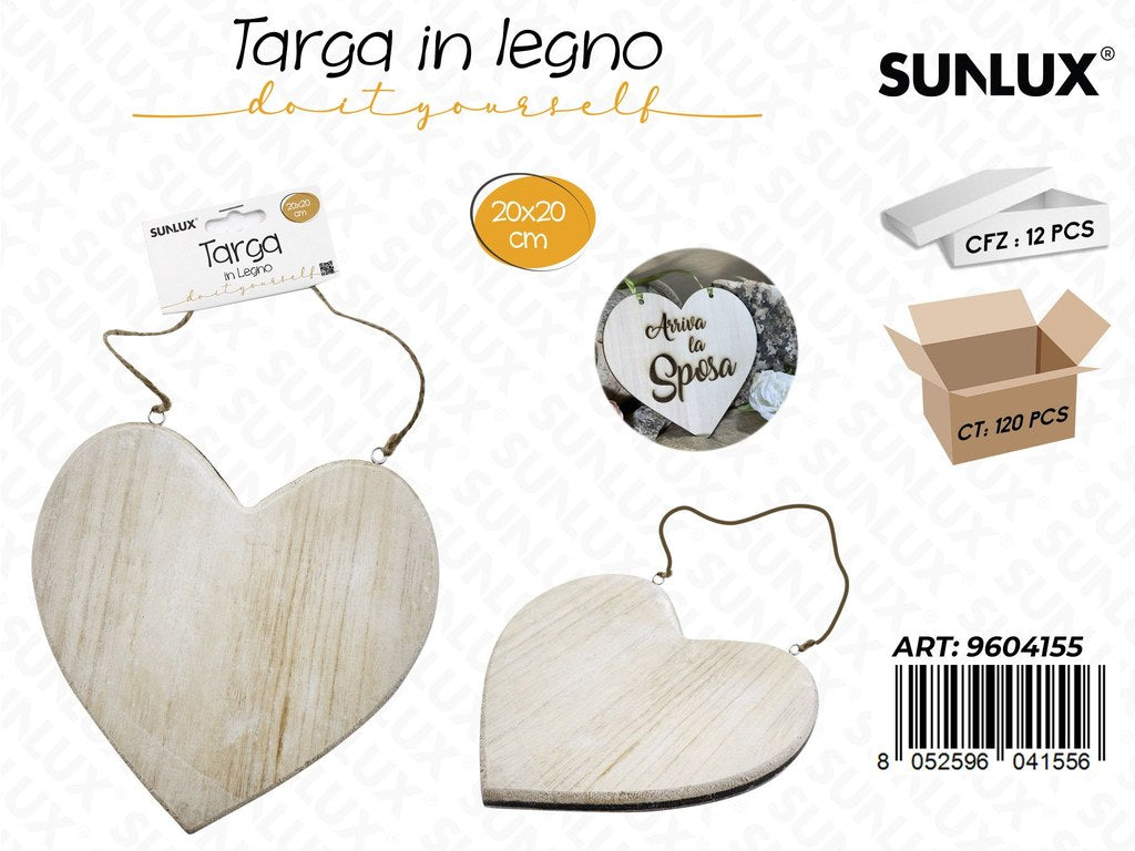 Sunlux Targa in Legno c/ Cordoncino 20*20 Cm