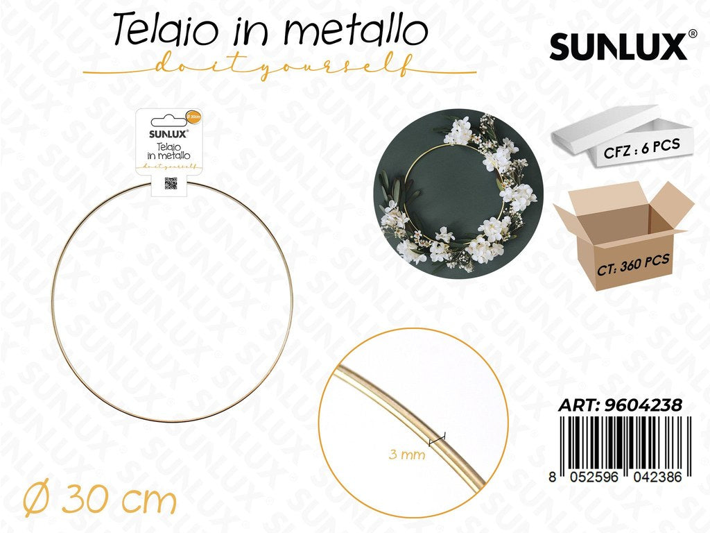 Sunlux Telaio in Metallo Oro D.30CM*3MM